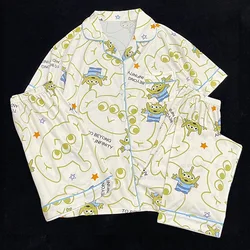 Summer Ins Style Sleepwear Three Piece Set For Women's New Three Eyed Little Monster Home Clothes That Can Be Worn Outside