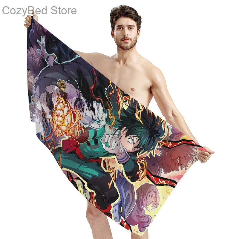 Anime My Hero Academia Beach Towel Soft Plush Comfortable Microfiber Bahting Towels For Teenager Boys Large Size Shower Cover