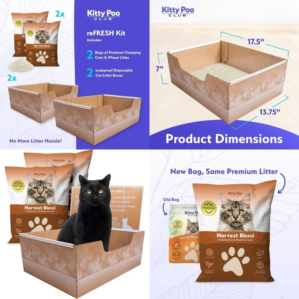 

Одноразовые кошачьи туалеты из 2 пакетов для кошачьих туалетов с 2 пакетами для кукурузы и пшеницы — контроль запаха, пригодный для вторичной переработки, идеально подходит для путешествий и нескольких кошек.