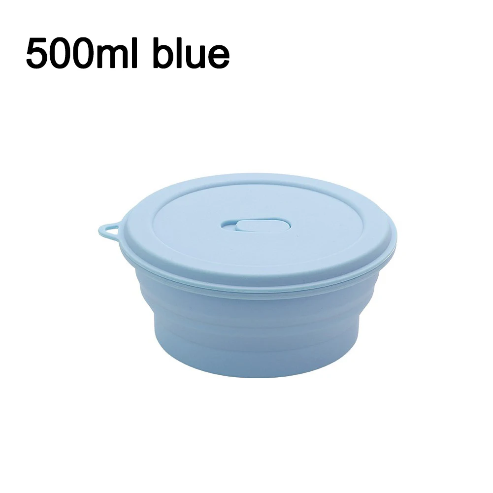 Collapsible Silicone Bowls With Lids Space Saving Portable Tableware For Camping Hiking Travel Office Lunch Kitchen Bowl Set