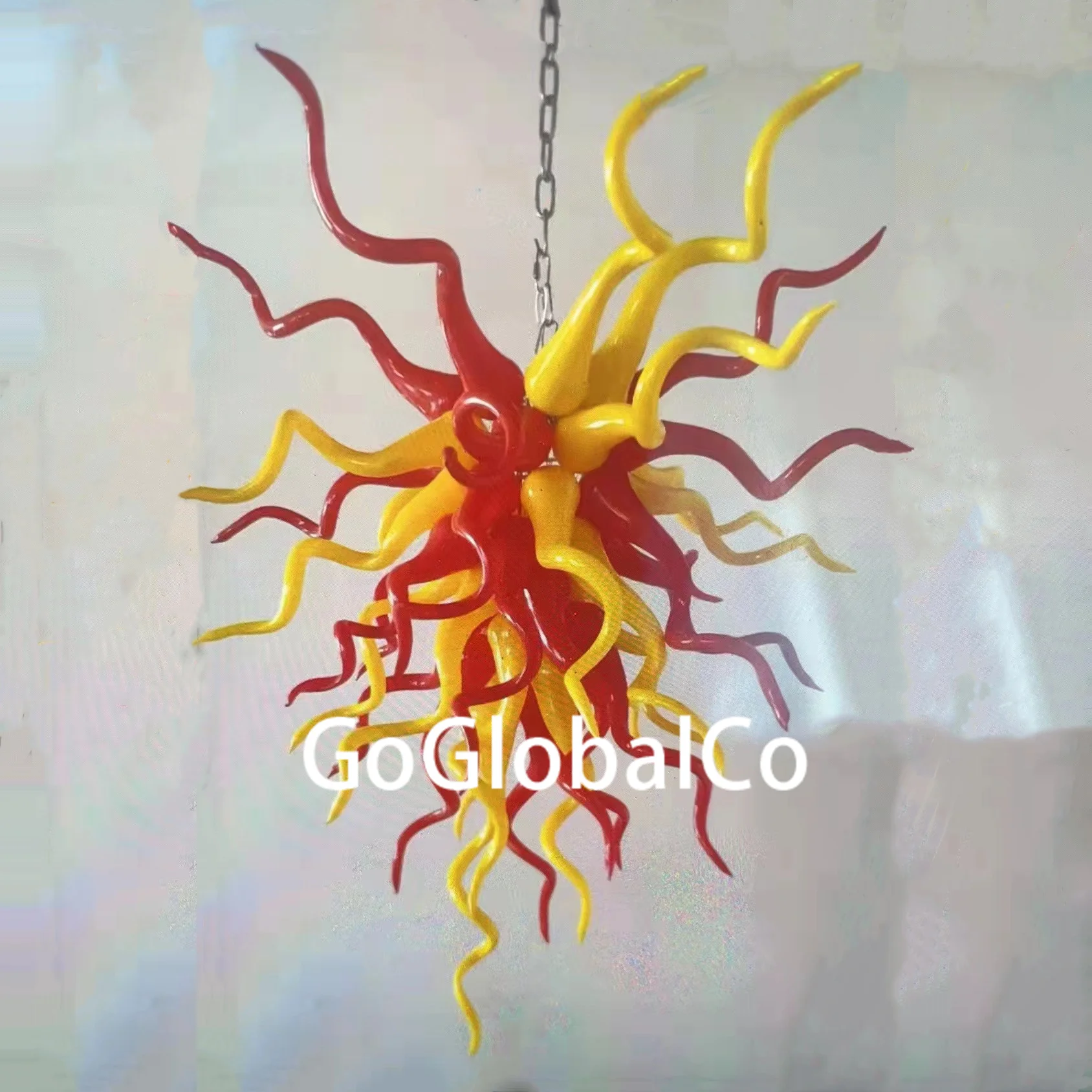 Hand Blown Glass Pendant Lights New Arrival Chandelier Red Yellow Color Glass Lighting Fixture for Home Decor