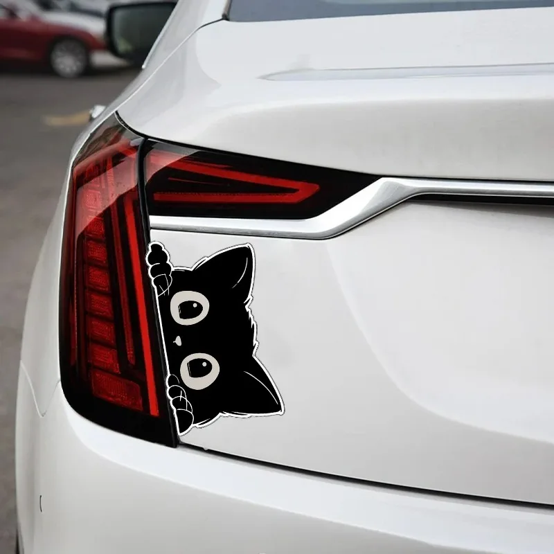 S/L PVC Car Electric Peeking Black Waterproof  Cat Stickers Scratches Masking Creative Vinyl Styling Cover Auto Decals 1-2PCS