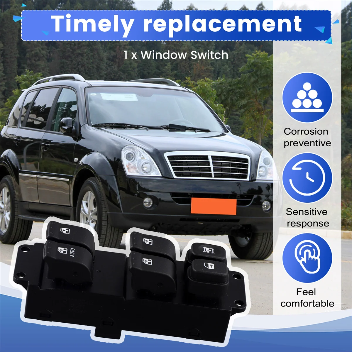 Autozubehör Auto-Fenster-Hauptschalter für Ssangyong REXTON 2004–2011 8582
