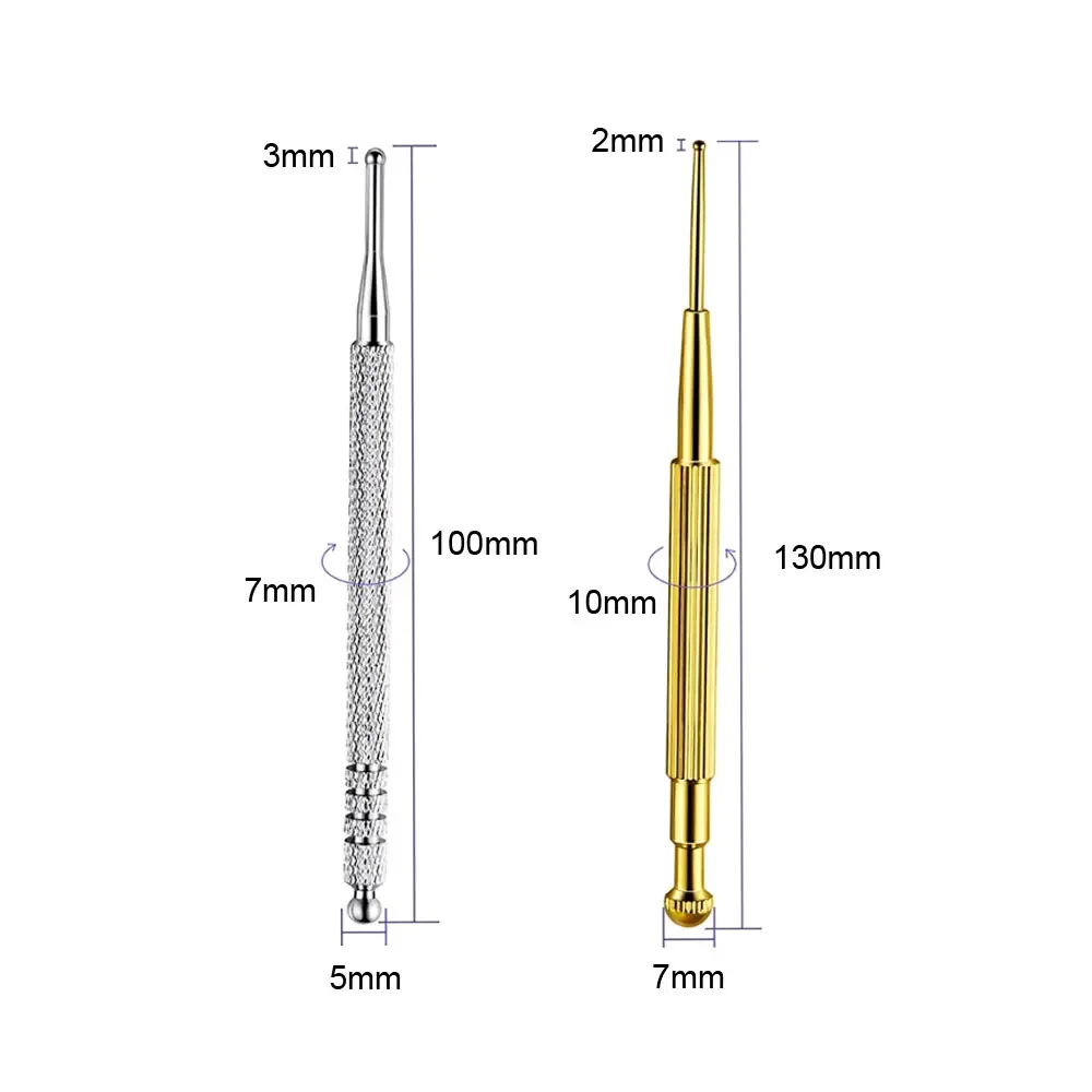 1X Massage Tool Stainless Steel Retractable Acupuncture Pen Double Headed Spring Ear Care Tool Point Probe Pen Massager for Face