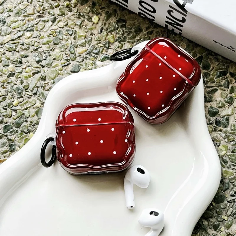 IMD Wavelet Dot Wine Red Earphone case for Apple Airpods 2, Airpods 3, Airpods 4, Airpods Pro Pro2