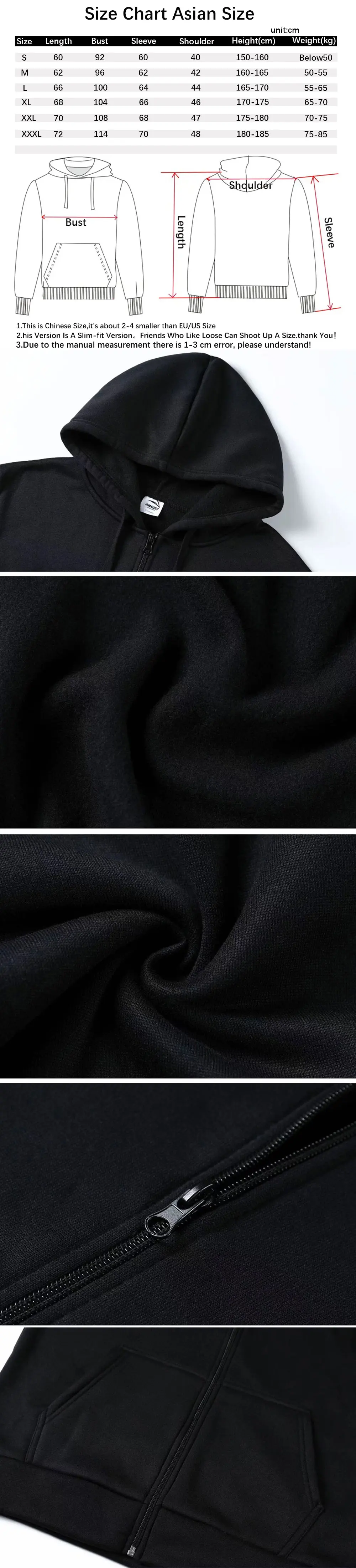 Anime My Hero Academia All Might Kapuzenpullover mit Reißverschluss für Herren und Damen, modischer Harajuku-Stil, Fleece-Kapuzenjacke mit Reißverschluss. – Detail 1