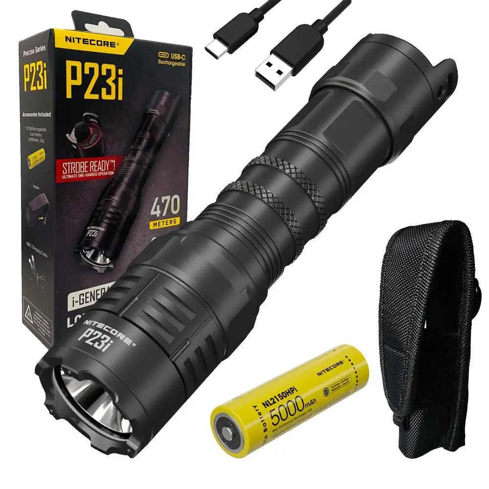 usb c lanterna led recarregavel 3000 lumens long range tactical law enforcement torch bateria 5000mah nitecore p23i 01