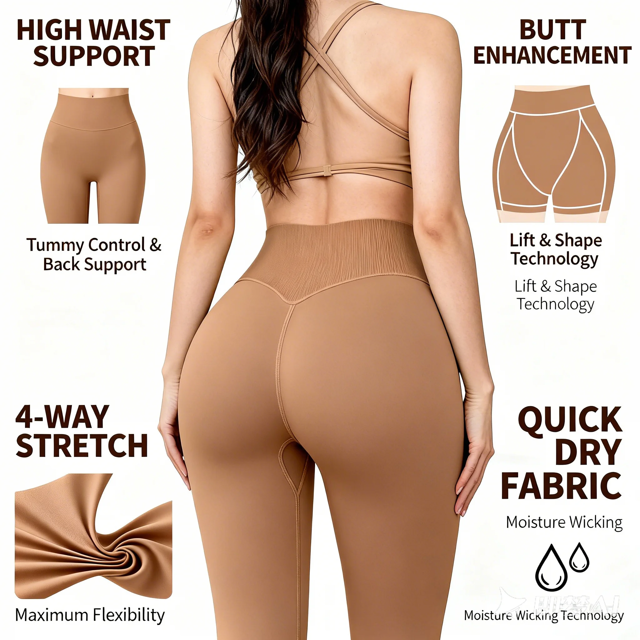 Pantaloni da yoga da donna Jogging Fitness Sport e tempo libero Abbigliamento da esterno Alta elasticità Nessun imbarazzo Pesca Hip Lift Styling completo