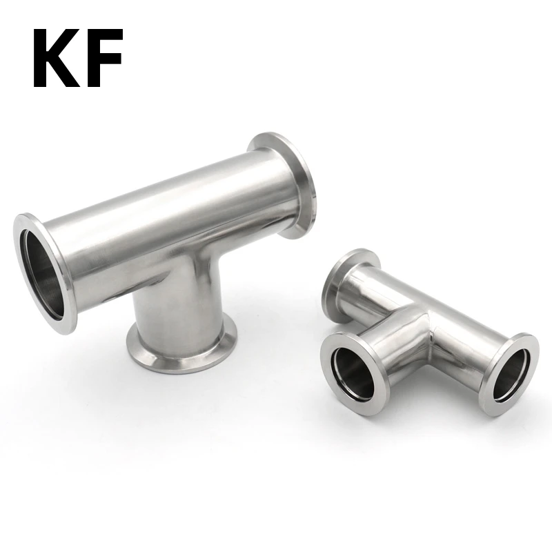 Vacuum Equal Tee 3 Way KF16 KF25 KF40 KF50 304 Stainless Steel Sanitary Pipe Fitting Tri Clamp Flange