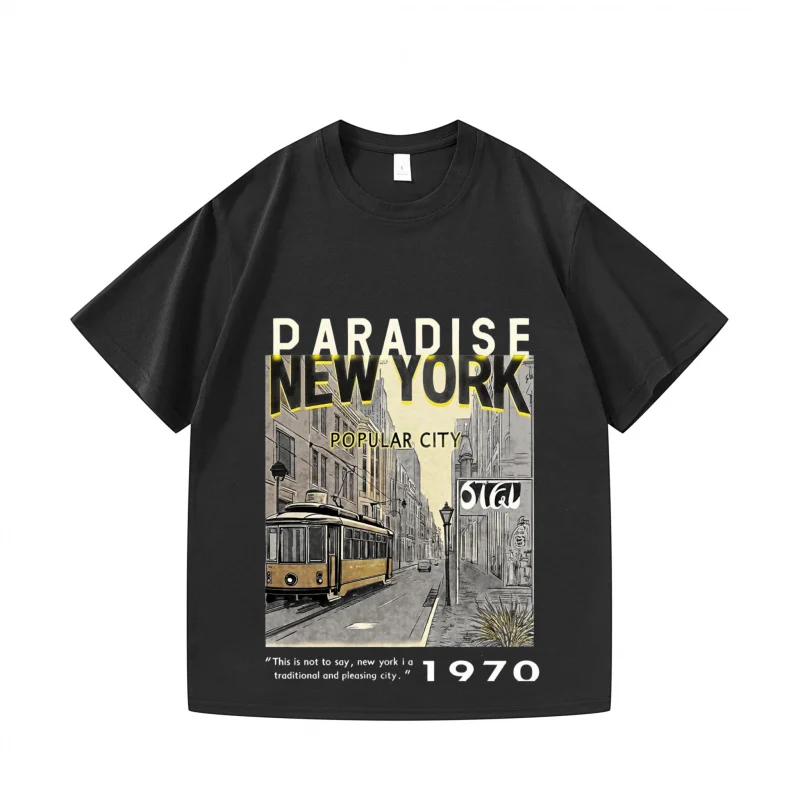 

Мужская футболка Black Paradise City 1970. Выпечатанный текст с рисунком Хэллоуин. Винтажная футболка с рисунком. Повседневный топ с короткими рукавами.