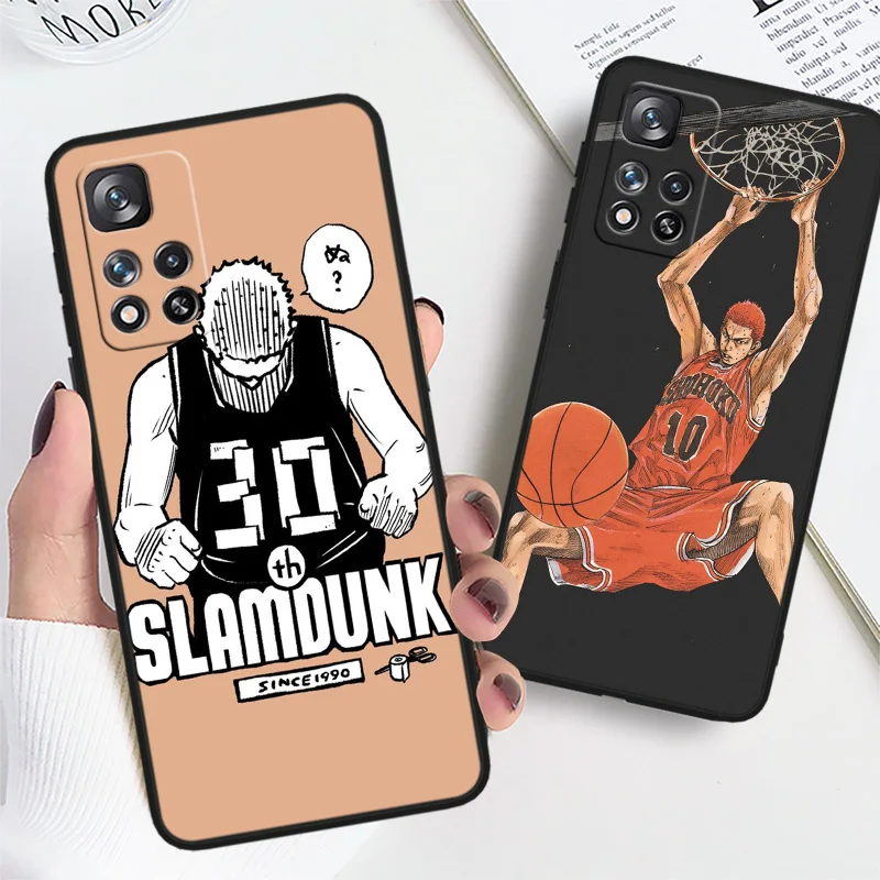 Handsome SLAM DUNK For Xiao Mi Redmi Note 11 12 13 S T Pro E ProPlus Turbo 4G 5G Black Phone Case Silicone Cover Funda Soft