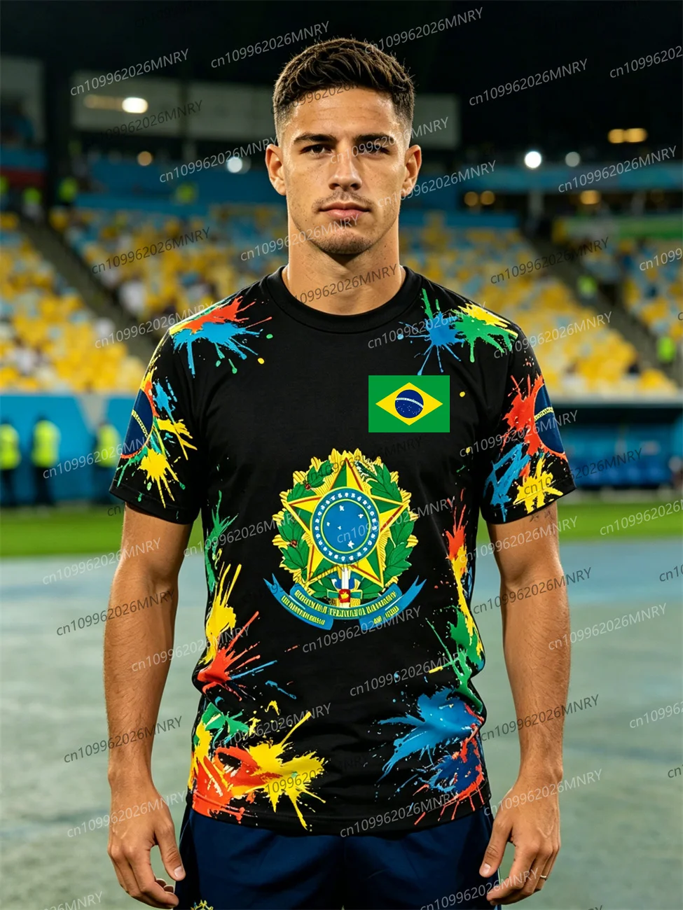 Fan Jersey Brazil Flag Top Summer Men Football Jersey Top Print Short Sleeve Sports Party Travel Street T-Shirt Men's clothing