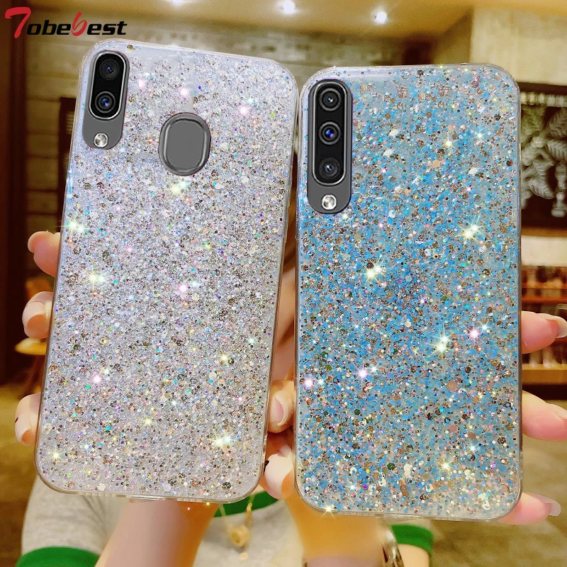 Shiny Glitter Silicone Case for Samsung Galaxy A10 A20 A30 A50 A70 A10S A20S A30S A50S A70S A7 2018 A6 Plus Soft Back Cover