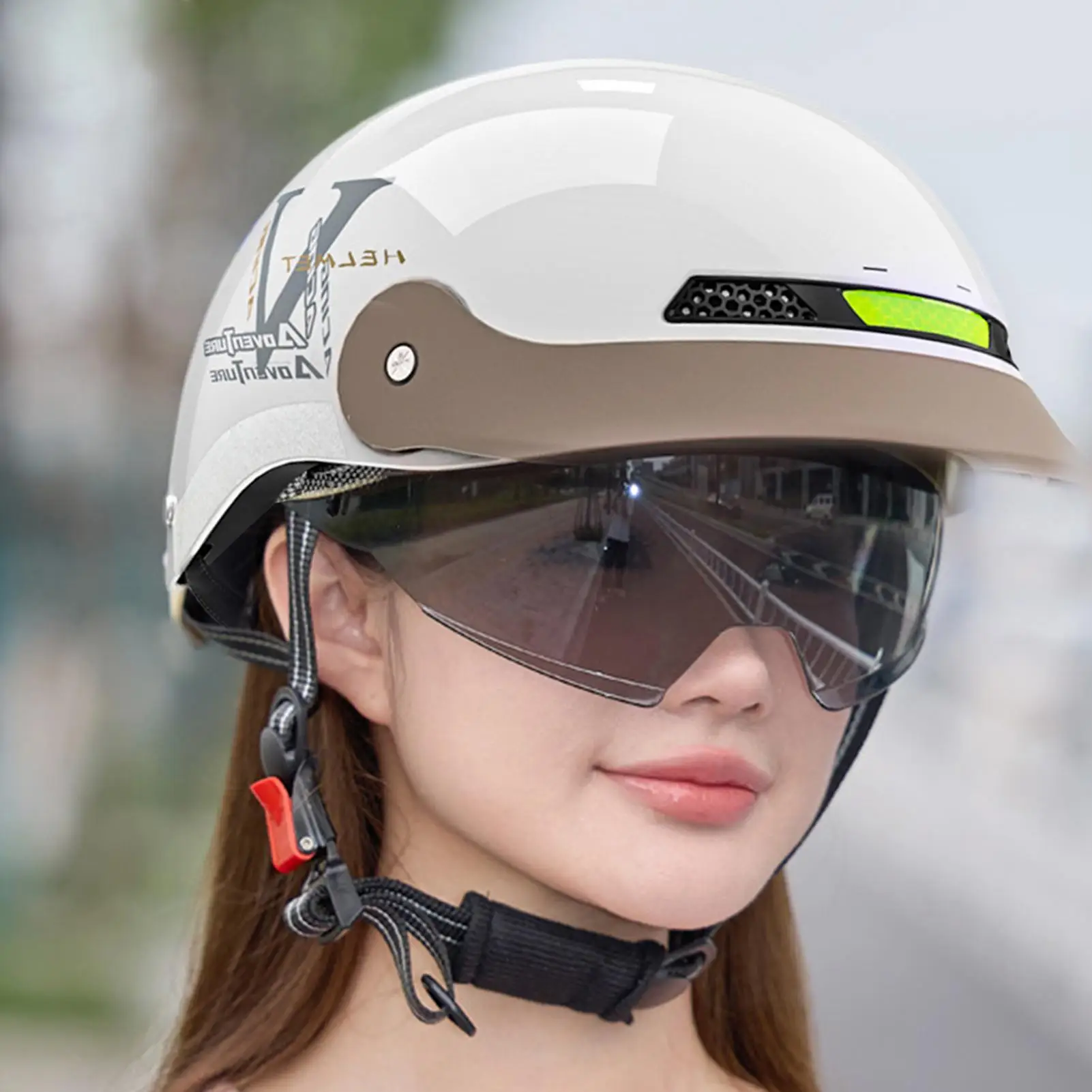 

Half Face Helmet Open Helmet With Sun Visor Quick Release Head Protector For Women Men Cycling Skateboard Motorcycle Mountain