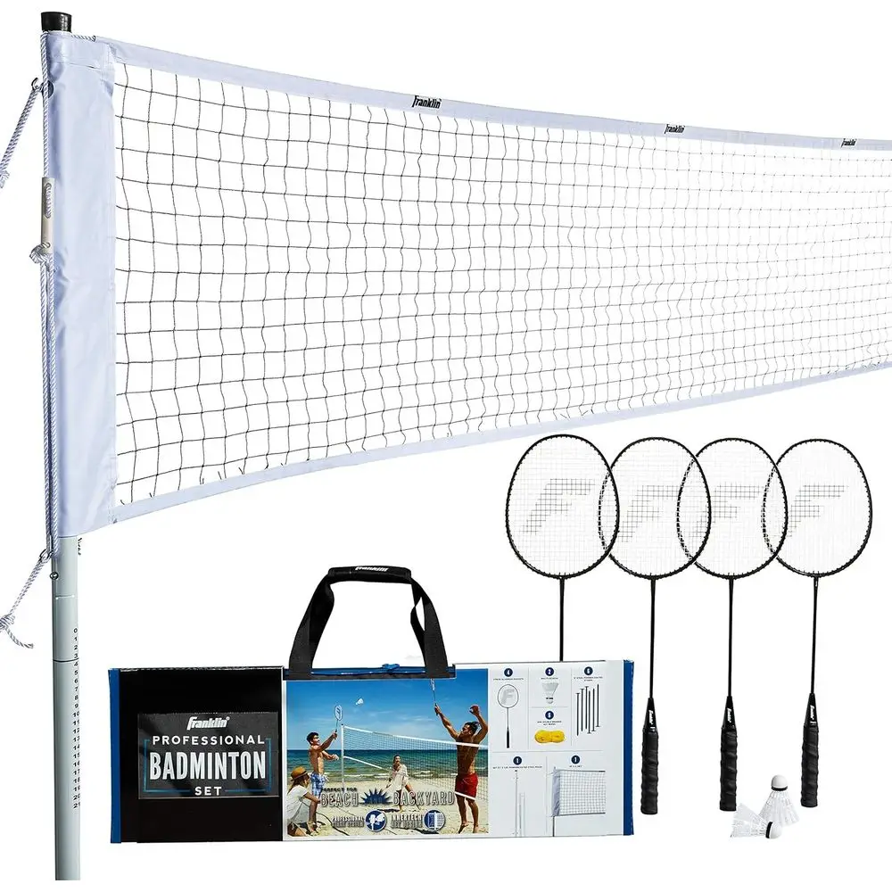 

Portable Outdoor & Beach Badminton Set with 4 Rackets, 2 Birdies, and Easy Setup Net for Adults and Kids