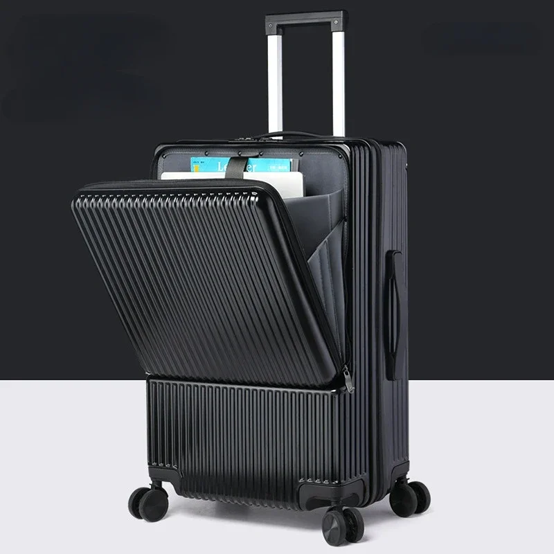 New Trolley Suitcase Computer Boarding travel luggage front open men's women's side open pull rod case 20" Aluminum frame 24"