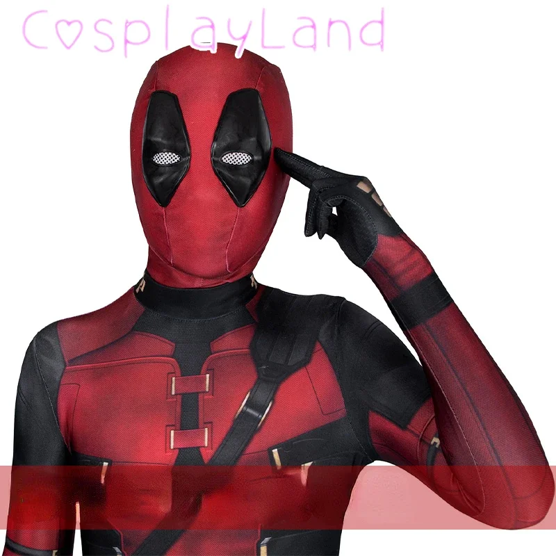 New Movie DP3 Wade Winston Cosplay Costume Red Jumpsuit Mask Printing Zentai Bodysuit Carnival Halloween Outfit