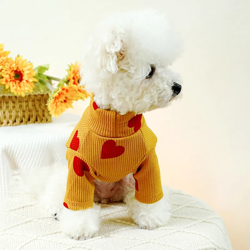 Pet Dog Shirt Soft Dog Clothes Luxury Puppy Pullover Love Print Cat Shirt Warm Kitten Clothing Chihuahua Clothes Pet Cat Apparel