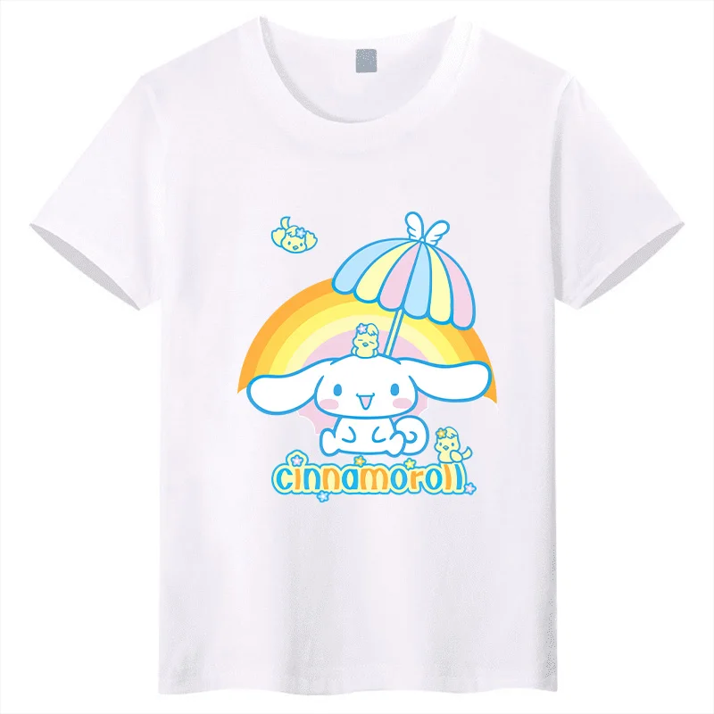 

Детская футболка Sanliou Yugui с мультяшным принтом собаки, круглый вырез, из чистого хлопка, для родителей и детей, повседневная, с коротким рукавом