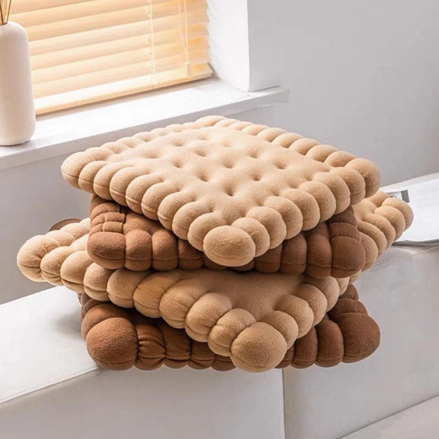 INS Biscuit Plush Cushion Soft Milk Velvet Plush Toys Creative Pillow Chair Seat Pad Decorative Cookie Tatami Mat Back Sofa