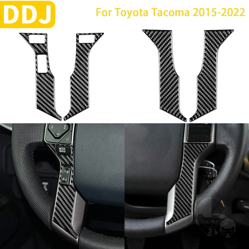 For Toyota Tacoma 2015-2022 Accessories Carbon Fiber Interior Car Steering Wheel Panel Trim Sticker Decoration