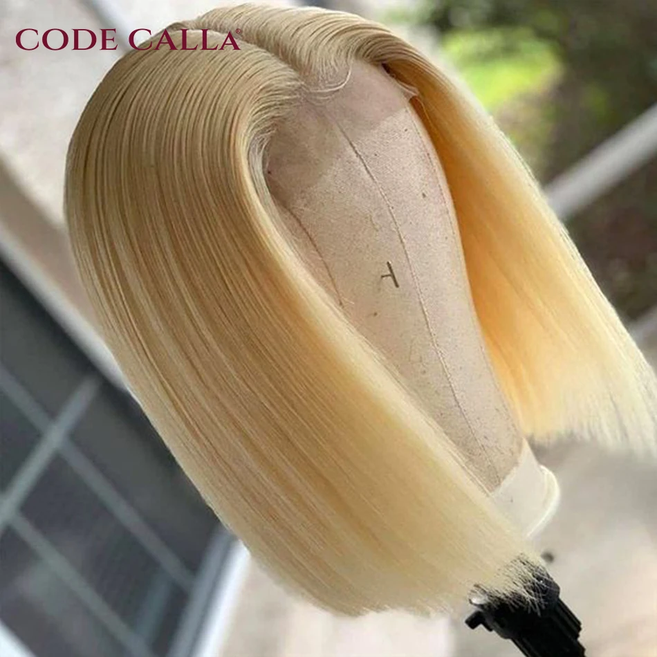 

613 Honey Blonde Colored Short Bob Wig Cheap T Part Indian Hair Wig Bone Straight Wigs for Women Human Hair On Sale Clearance