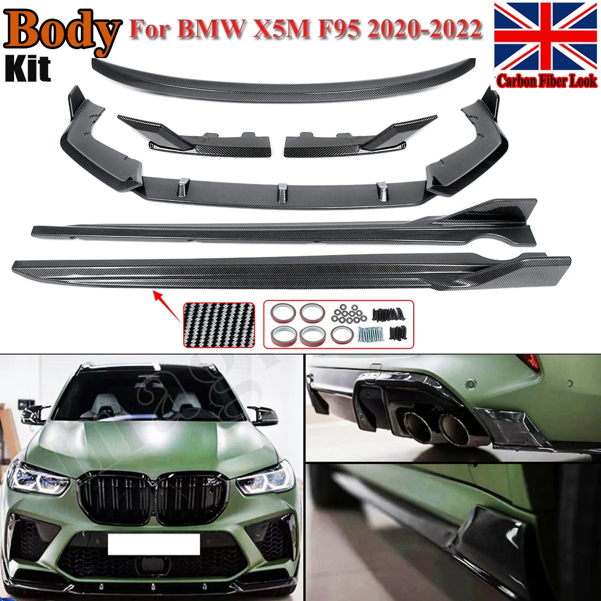 For Bmw X5 X5m F95 M Performance Front Splitter Lip Bodykits Rear Bumper Diffuser Lip Scratch Protector Side Skirt Spoiler 2019+