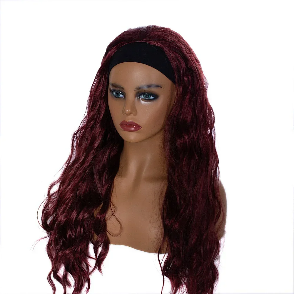 European and American Wig for Women with Long Curly Hair Rose Net Synthetic Headband Synthetic Wigs