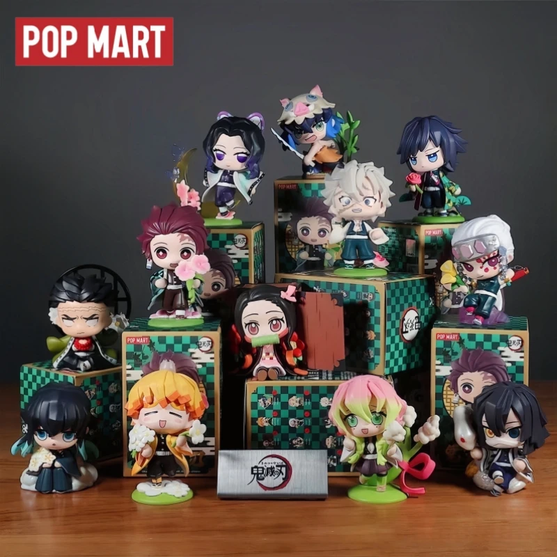 

Новые хиты продаж, оригинальные товары Popmart Demonslayer Blade Birth Flower Series, сюрприз, слепая коробка, фигурка, модный орнамент, подарки