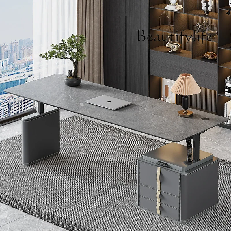 Y Rock Slab With Drawers Electric Lifting Table High-end Boss Manager Lifting Table Computer Table Worktable Lifting Desk