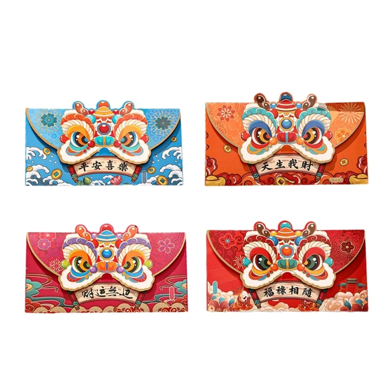 Pack of 4 2024 Festive Celebration Envelopes Greeting Card Envelopes for Kids