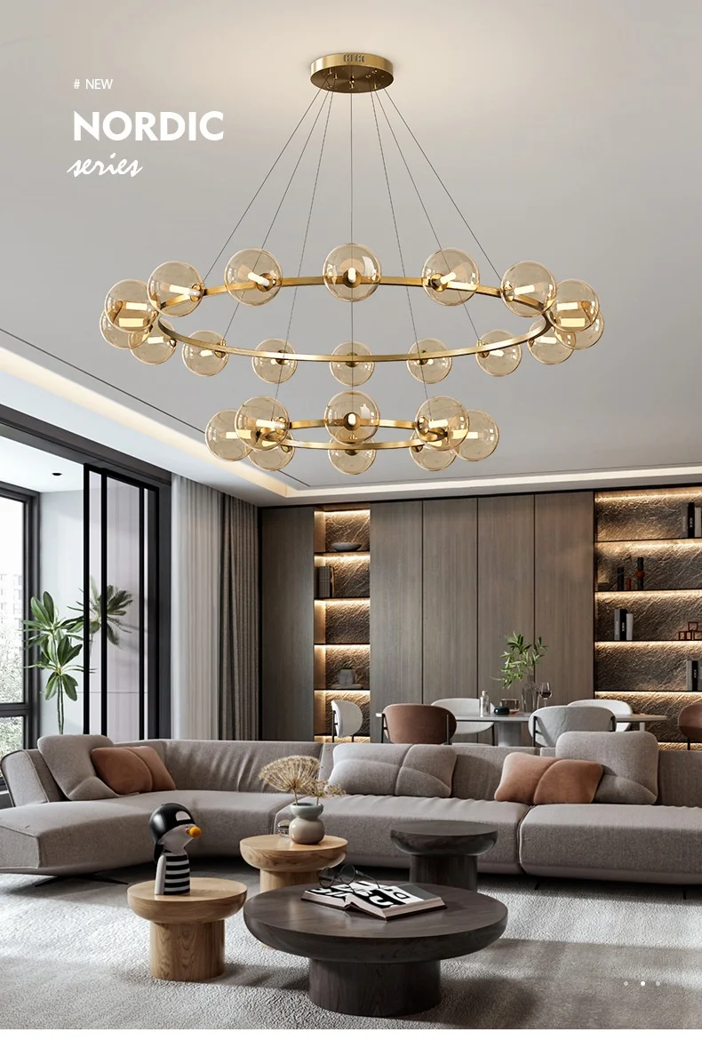 Nordic Glass Globes LED Chandelier Foyer G9 Pendant