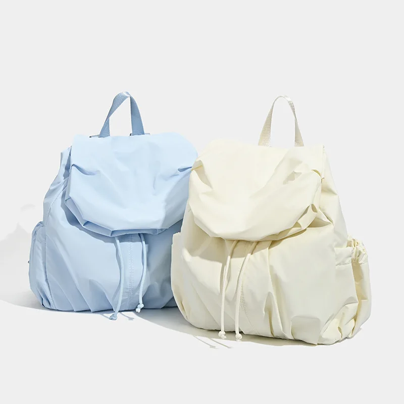 

Korean Style Pleated Puff-Feel Backpack for Female College Students 2025 New School Bag with Niche Design Travel Backpack