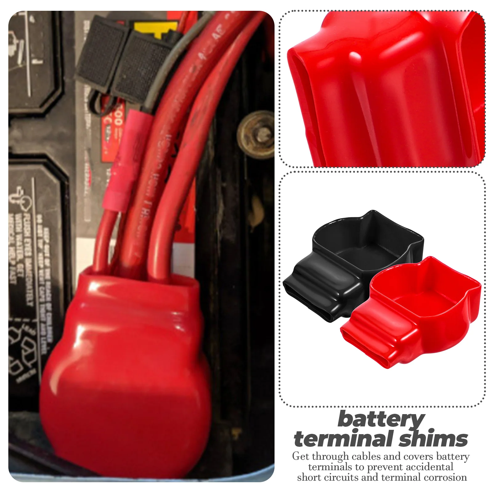 

2Pcs Terminal Protector Insulated PVC Covers Red Positive Black Negative Electrodes Car Truck SUV Boat Motorcycle