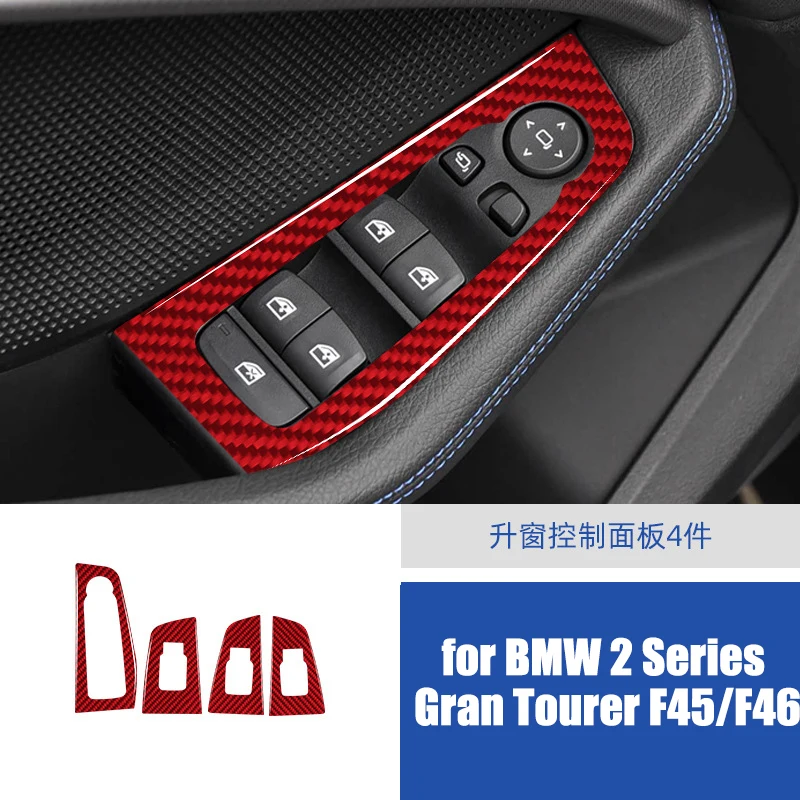 Carbon Fiber Window Control Panel Trim Sticker for BMW 2 Series Gran Tourer F45 F46 2020-2023 Interior Modification Accessories