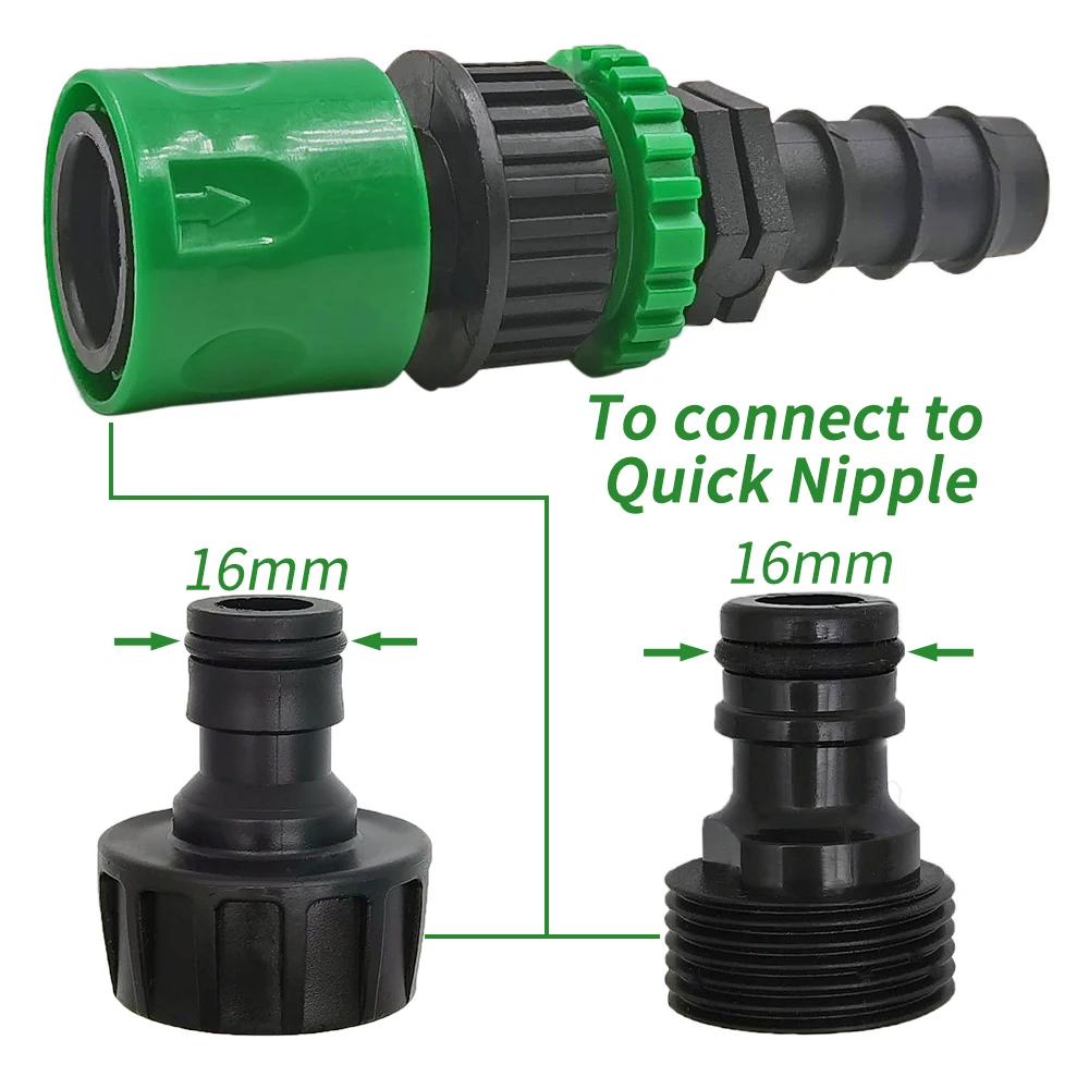 Quick Connector Nipple EURO USA 3/4 Inch Male Threaded Hose Pipe Adapter for Garden Tubing Drip Irrigation Watering System