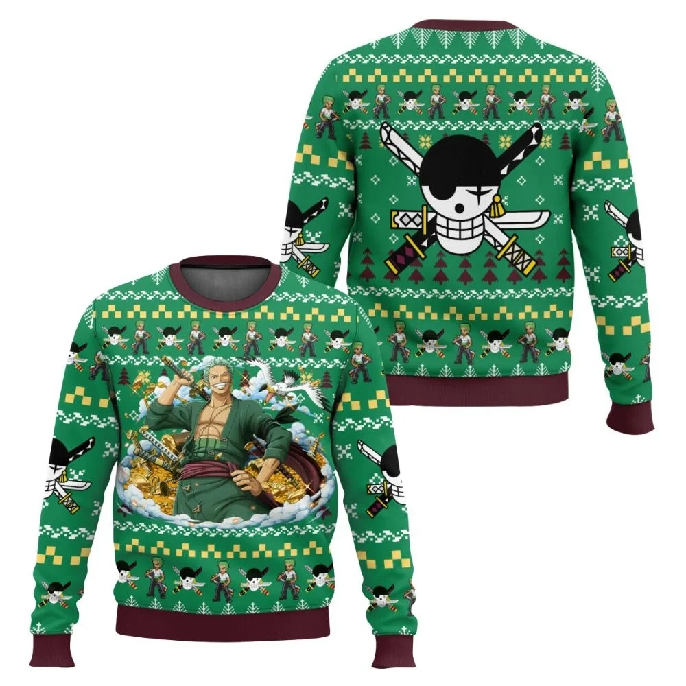 

Autumn and Winter Bandai Anime One Piece Full Series Christmas Ugly Clothes 3D Printed Adult Round Neck Hoodie Fashion Clothing