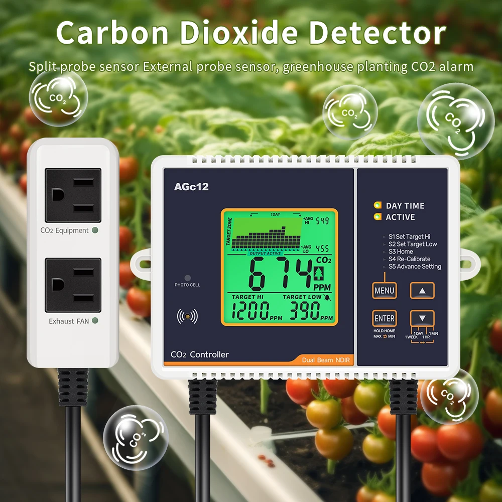 controlador de dioxido de carbono agc12 canal duplo automatico estufa controle de concentracao de co2 redutor de pressao 01