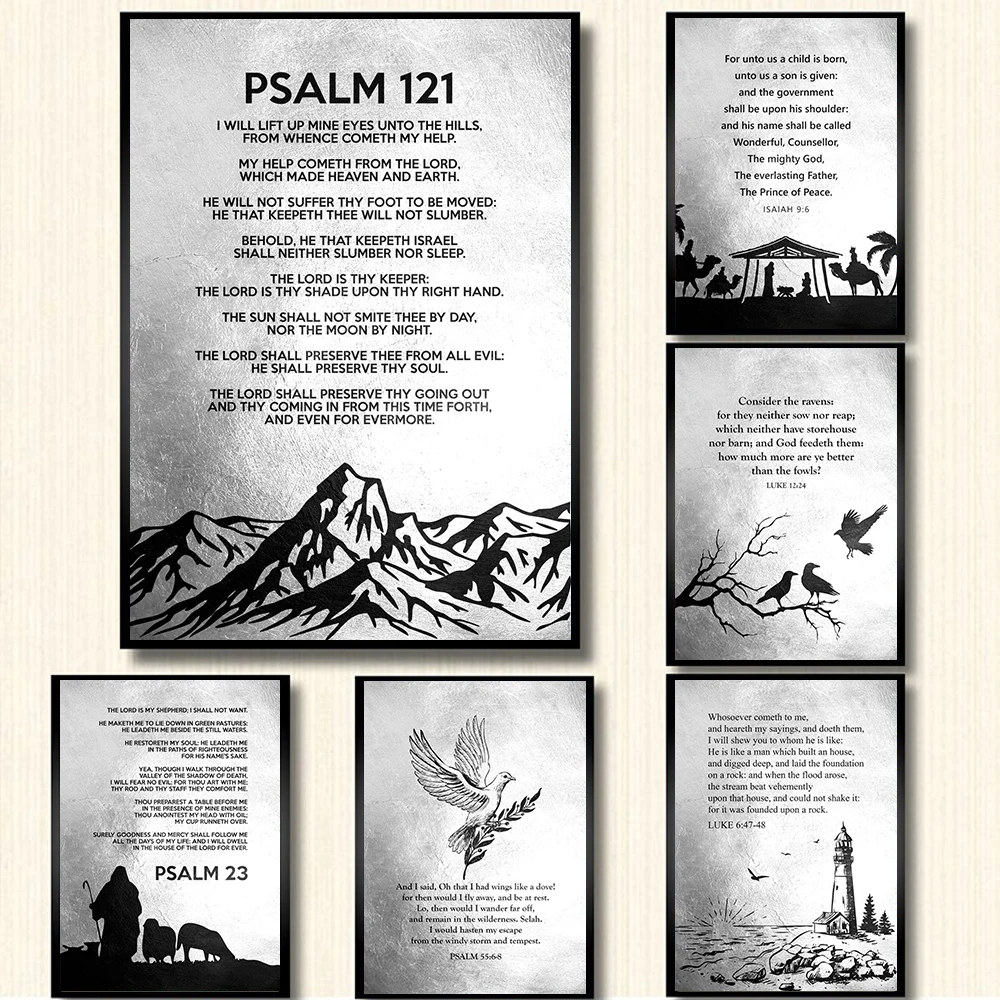 Psalm 23 Scripture Wall Art Isaiah 9 6 Bible Verse Canvas Painting Poster Print For Your Christian Home Decor