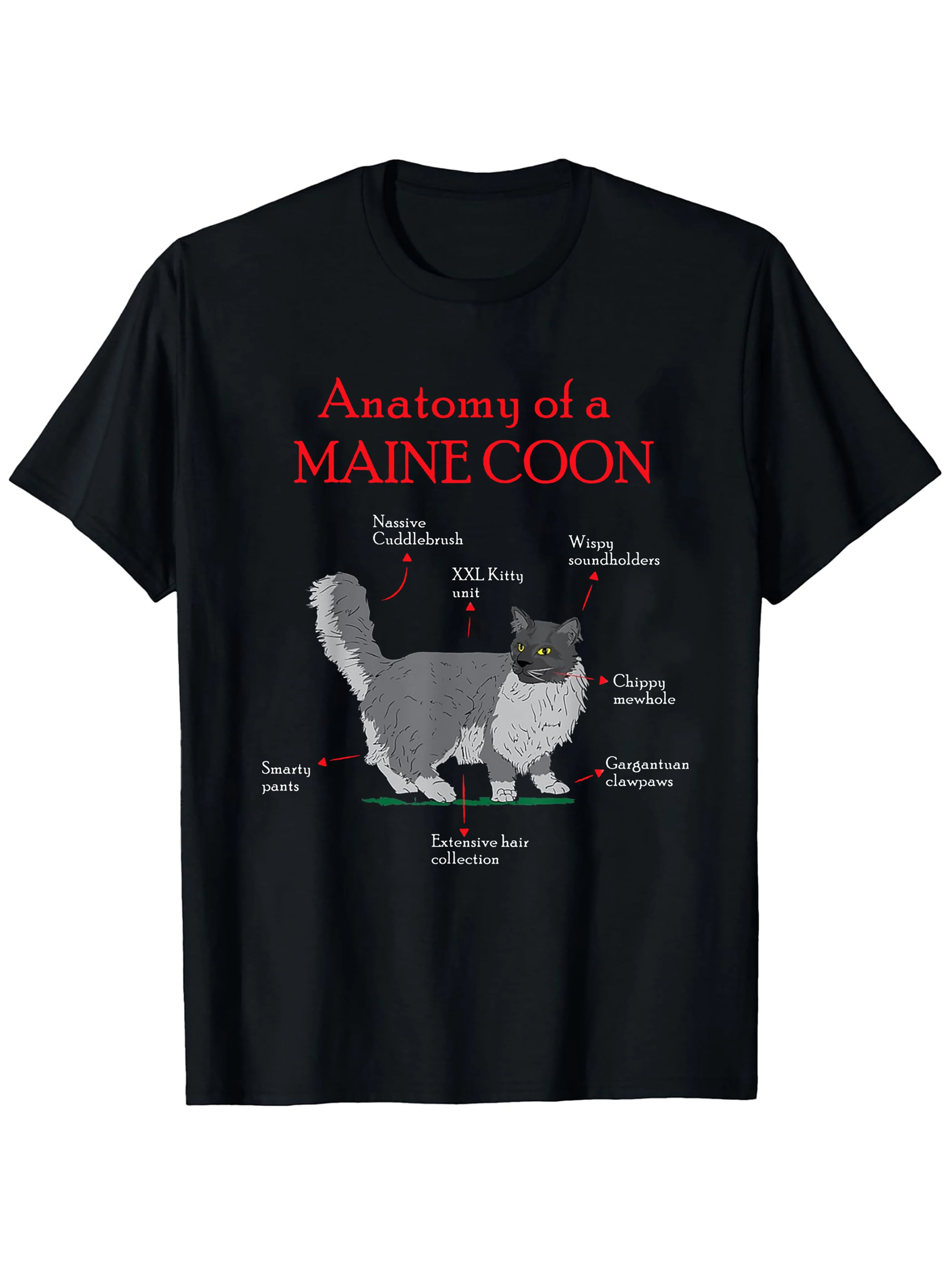 1pc Men's Maine Coon Cat T-Shirt - Soft Breathable Casual Tee Suitable for Pet Owners, Maine Coon Breeders & Cat Lovers - Round