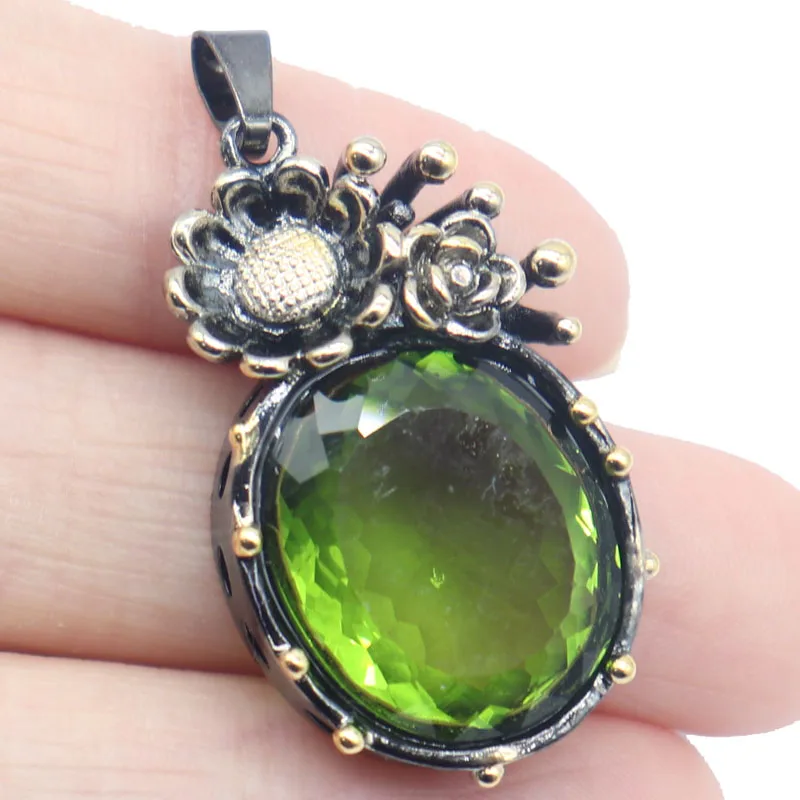 Buy 2 Get 1 Free 42x18mm 8g Golden Citrine Green Peridot Rhodolite Garnet Blue Topaz Violet Tanzanite Silver Pendant