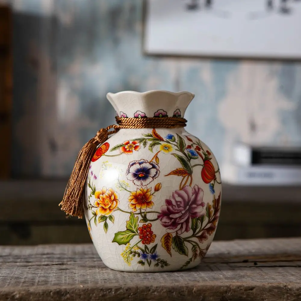 

American Vintage Ceramic Vase Creative Chinese Decorations Living Room Table Vase Ornaments