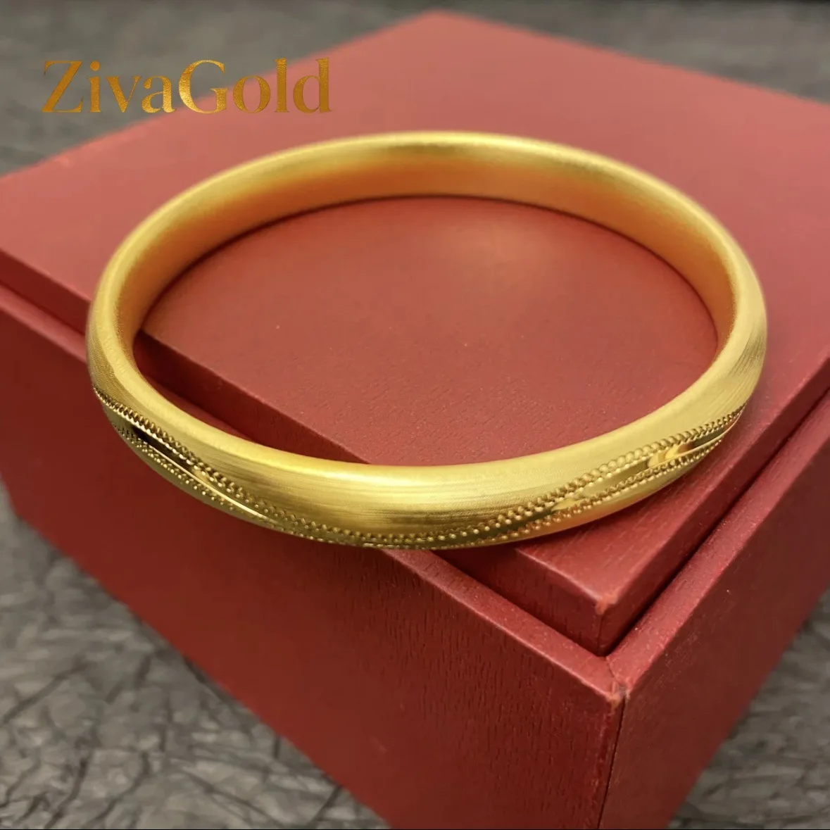 

ZivaGold Luxury 24K 9999 Pure Gold real gold Women's Brushed Wavy Bracelet Solid Closed Bracelet
