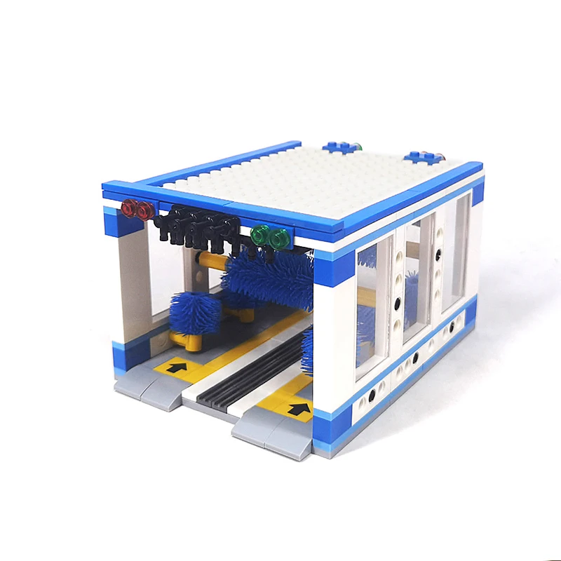 

Automatic Car Wash MOC Scene City Traffic Building Blocks Parking Lot Gas Station Bricks Kits Compatible With LEGO