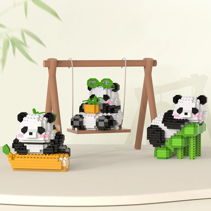 Cute Panda Series Building Block Toys with Small Particles Bricks DIY Assembly Model Figures for Children and Adults Gift