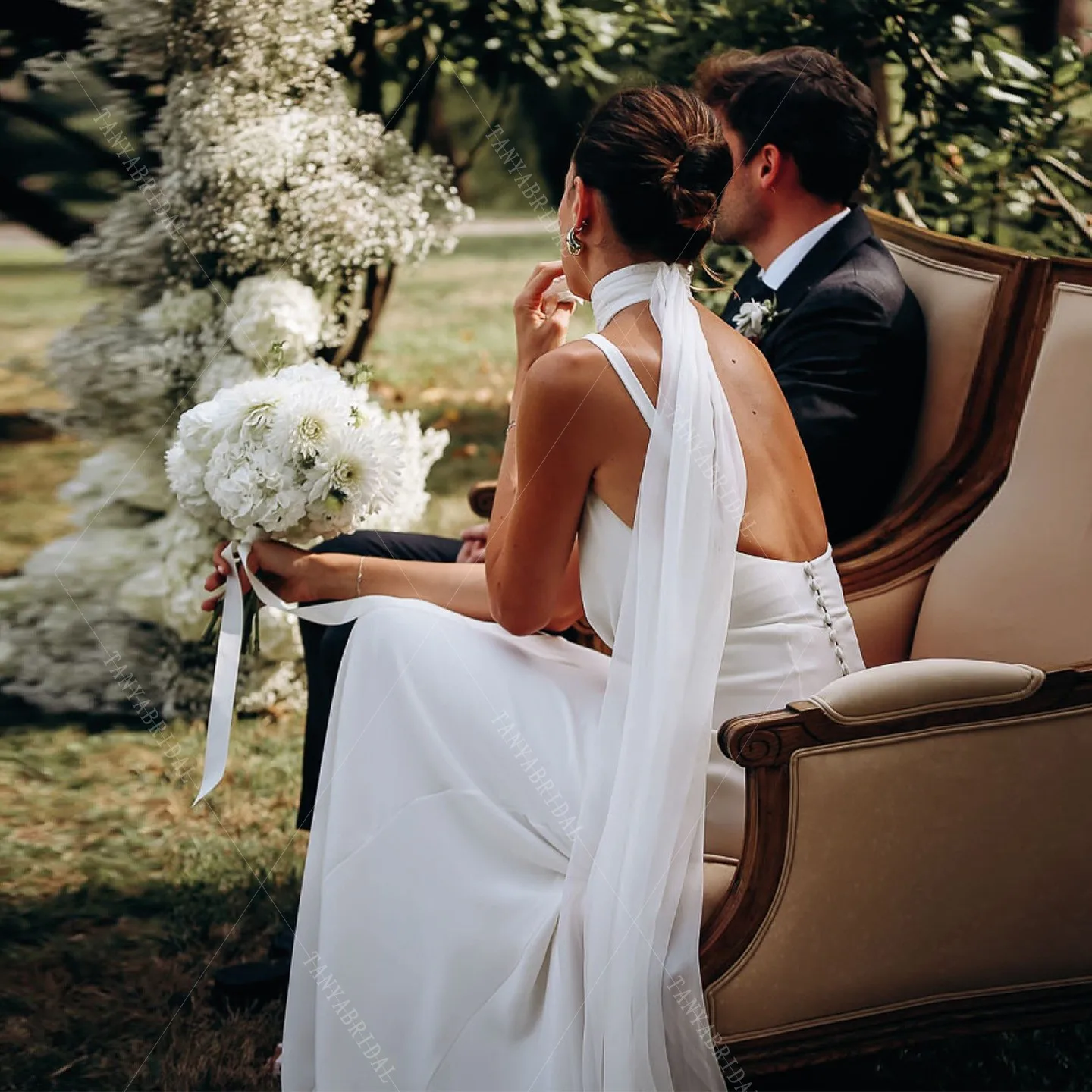 Elegant Chiffon Bridal Scarf For Women Bohomian Bridal Neck Tie Without Dress Simple Detachable Wedding Scarf