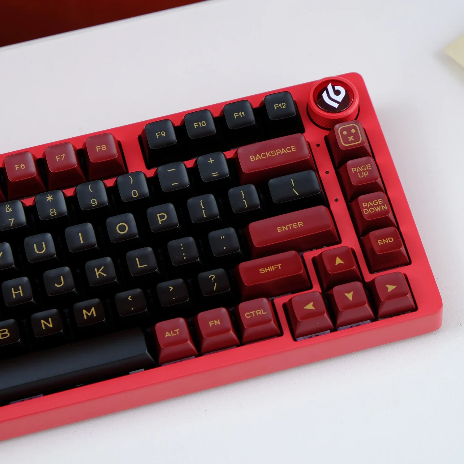 KBDiy 142Keys/Set GMK Red Samurai Keycaps for Mechanical Keyboard PBT Double Shot SA Profile Black and Red Keycap MX Switch 61