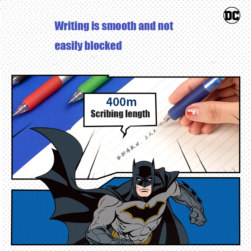 4Pcs DELI A586 Justice League DC 0.5mm Gel Pens Black Ink Superman School Student Supplies Stationery