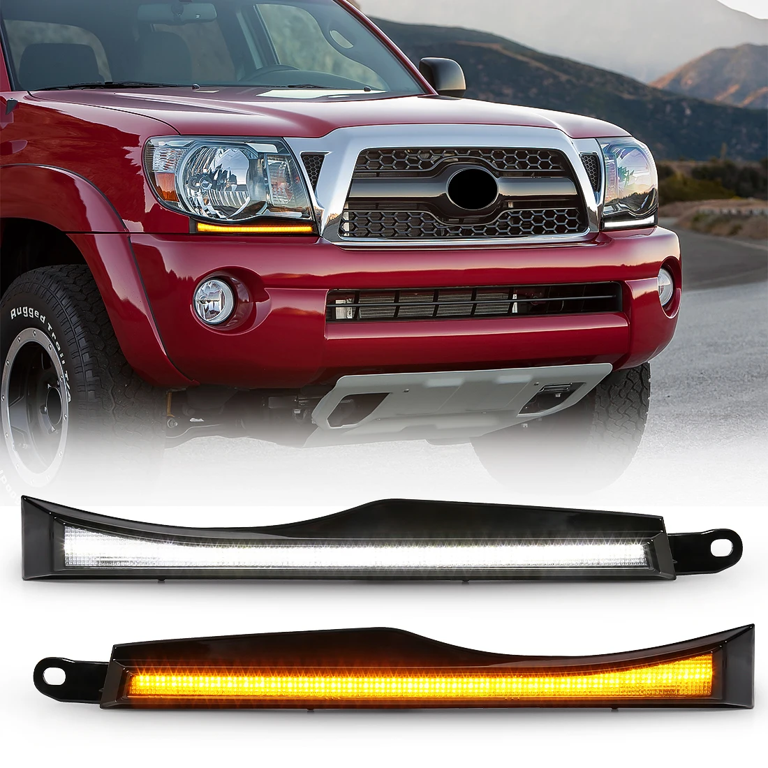 

For Toyota Tacoma 2005 2006 2007 2008 2009 2010 2011 Car LED Daytime Running Light White DRL Yellow Dynamic Turn Signal Lamp 12V