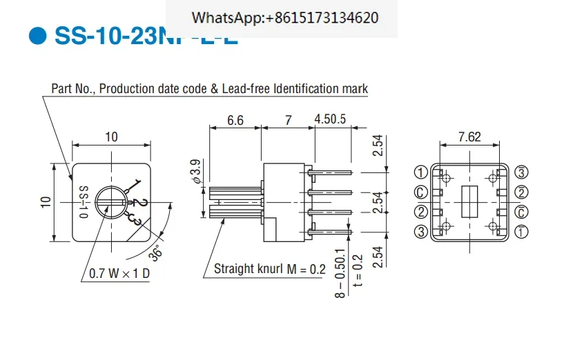 4 pieces SS-10-23NPLE COPAL Japan Kebao rotary switch 1-3 positions with handle encoder switch